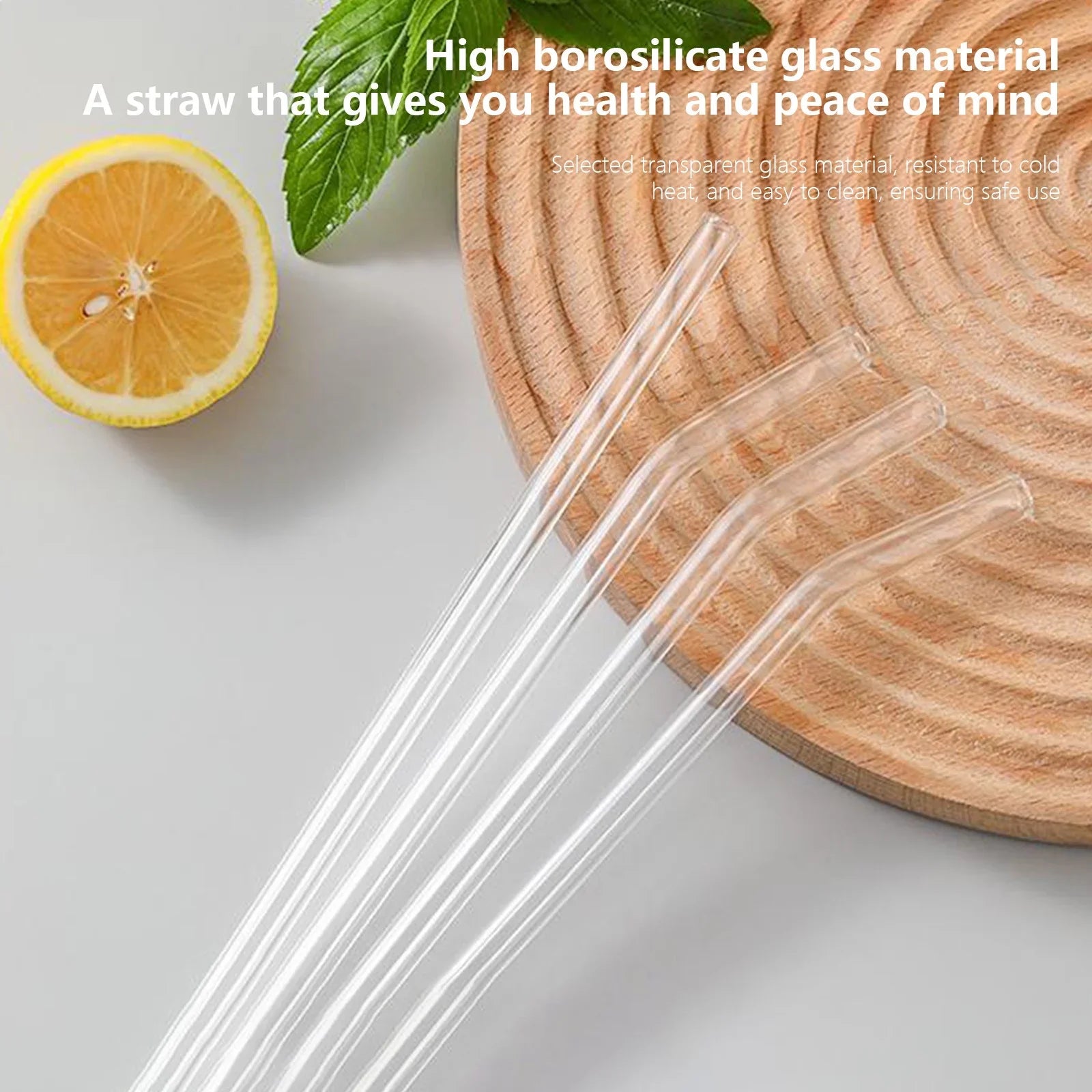 kidsuw 4-Piece Glass Drinking Straws | Reusable Straws with Cleaning Brush for Smoothies & Beverages