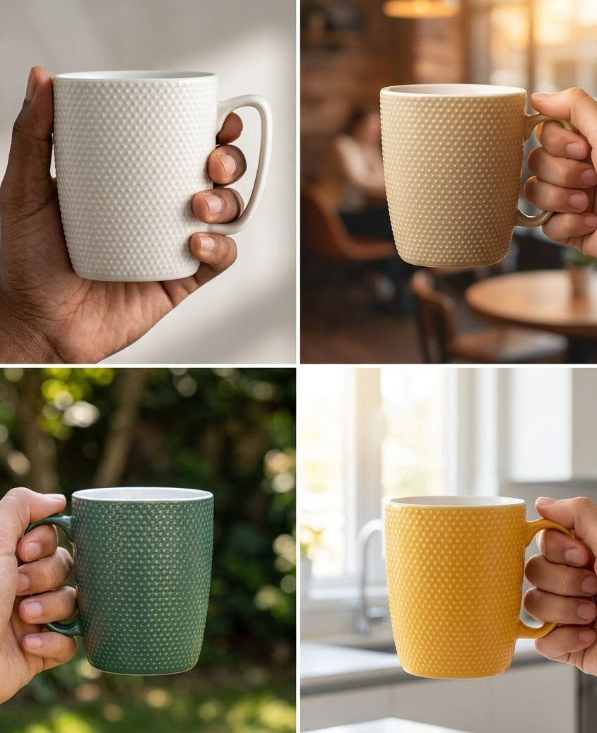 Munch Textured Mug Set for 4