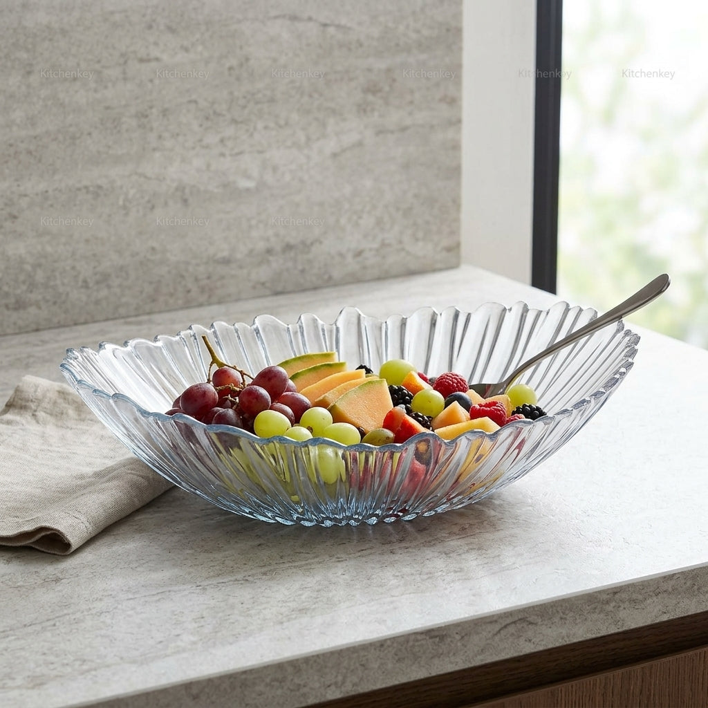 Luma Glass Serving Bowl | Elegant Oval, 33 x 26 cm Serving Bowl