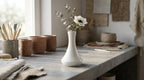 Luvu White Ceramic Vase | Wide Base Bottle Vase