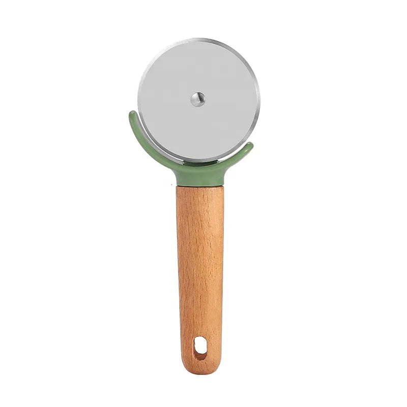 قطاعة بيتزا بعجلة من الستانلس ستيل ومقبض خشبي | Stainless Steel Pizza Wheel with Wooden Handle