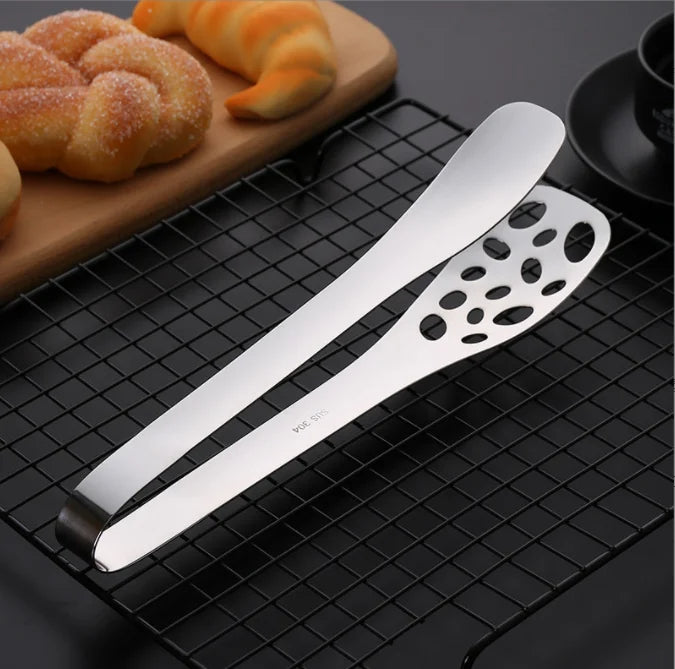 Huldit Stainless Steel Serving Tongs | Heat-Resistant & Non-Slip Kitchen Tongs