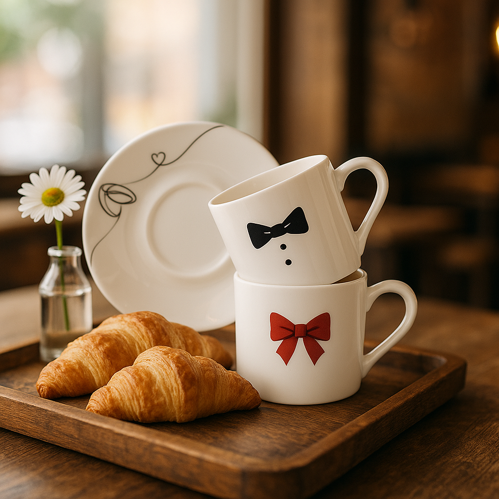 طقم قهوة بورسلان لشخصين | Porcelain Coffee Set for Two, 120 ml Cups