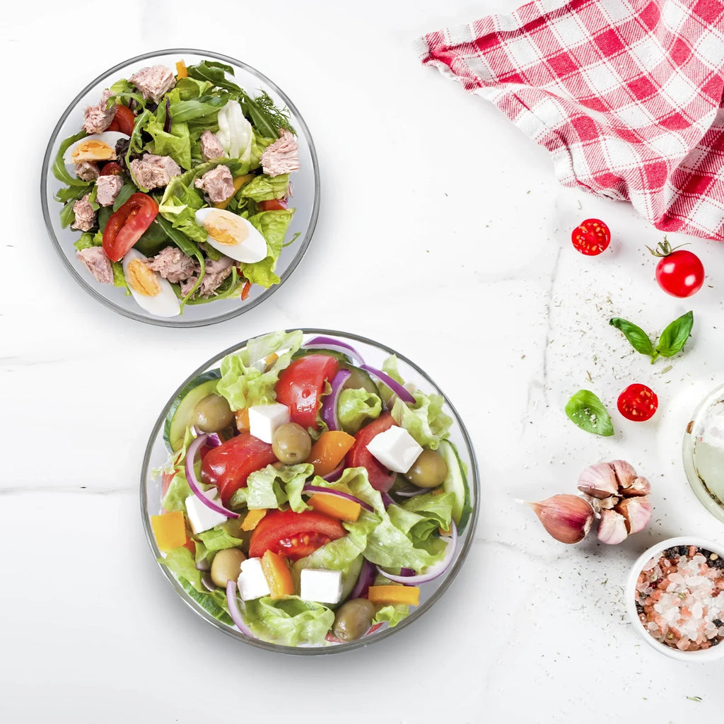 20cm Clear Glass Salad Bowl | Multi-Purpose Serving & Mixing Bowl for Kitchen