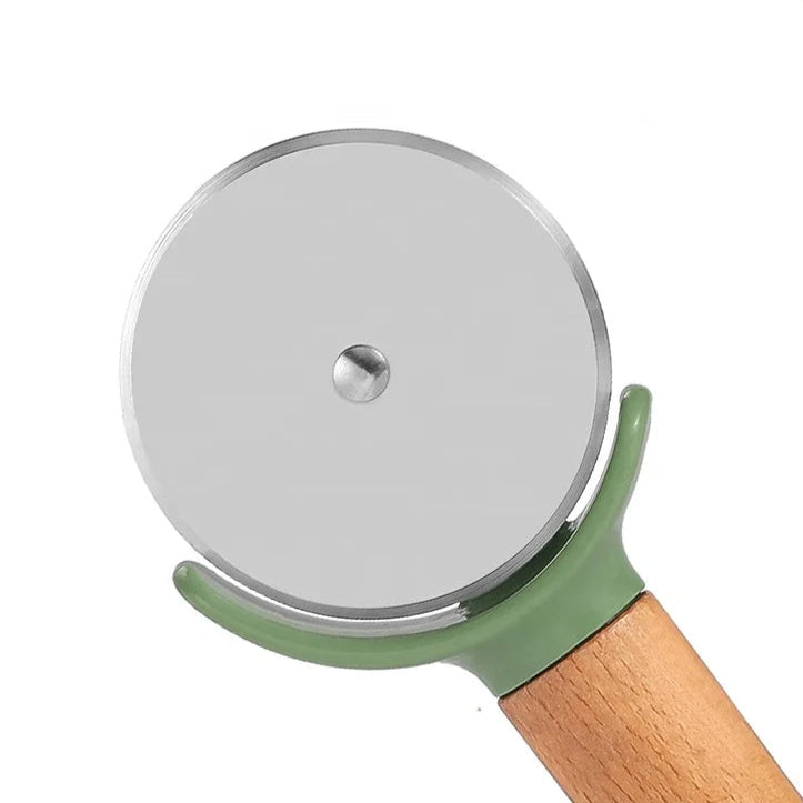 قطاعة بيتزا بعجلة من الستانلس ستيل ومقبض خشبي | Stainless Steel Pizza Wheel with Wooden Handle