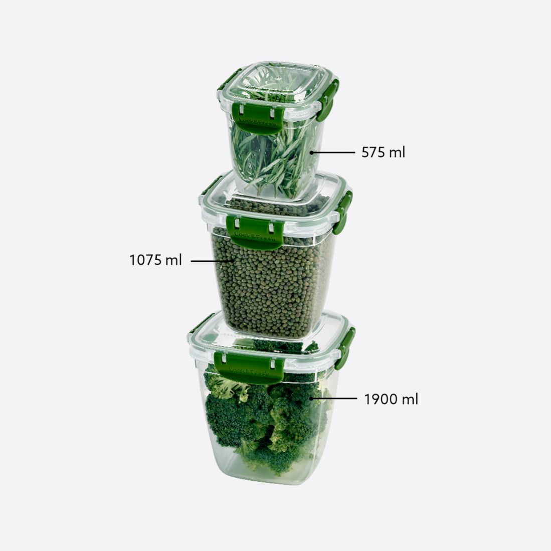 FreshCo Square Fridge Container 3 pc Set - deep