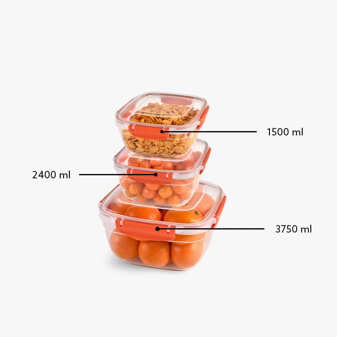 FreshCo Square Fridge Container 3 pc Set- Big