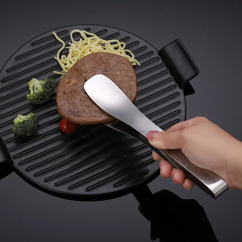 Huldit Stainless Steel Serving Tongs | Heat-Resistant & Non-Slip Kitchen Tongs
