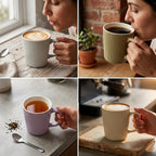 Lina Ribbed Mug Set for 4