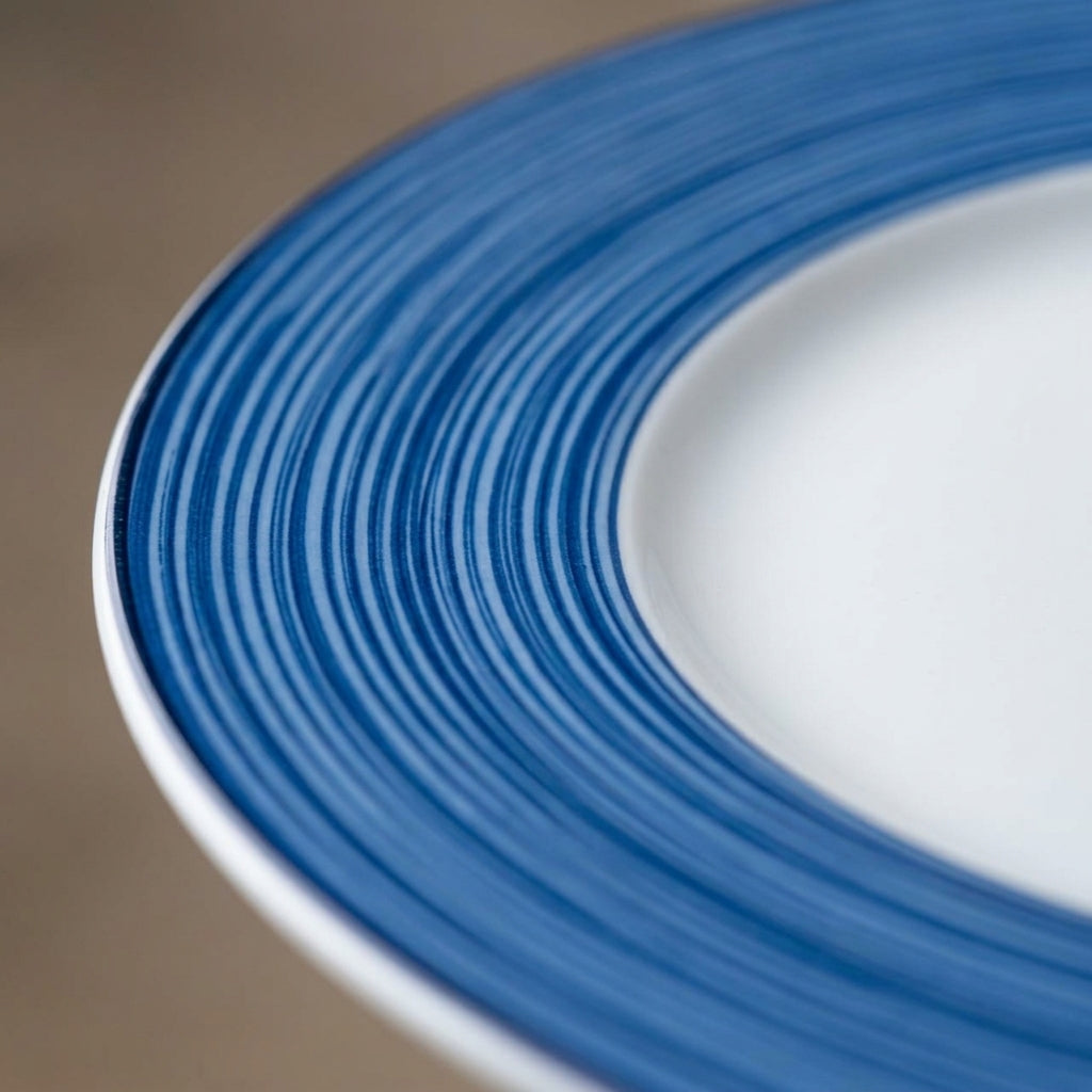 طقم أطباق بورسلان 18 قطعة لـ6 أفراد | Bluemere Blue-Rim Porcelain Dinnerware Set, 18 Pieces
