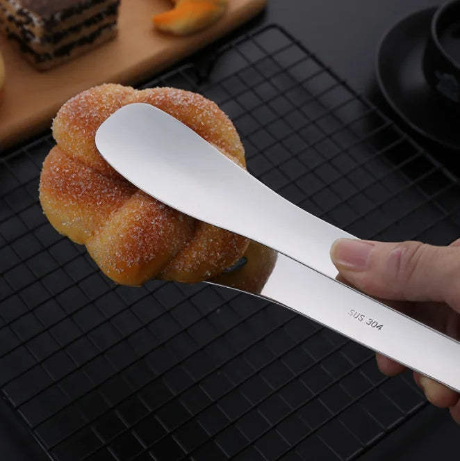 Huldit Stainless Steel Serving Tongs | Heat-Resistant & Non-Slip Kitchen Tongs