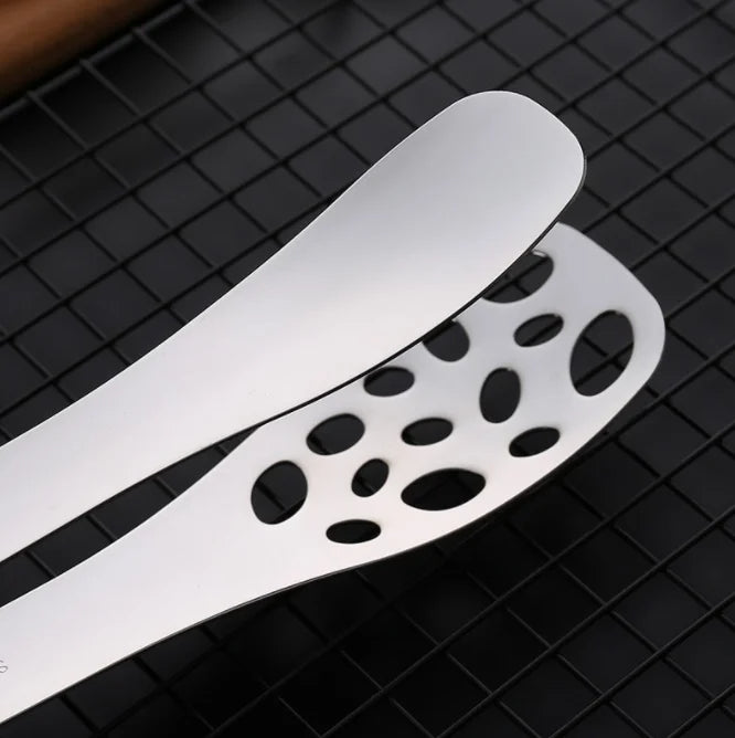 Huldit Stainless Steel Serving Tongs | Heat-Resistant & Non-Slip Kitchen Tongs