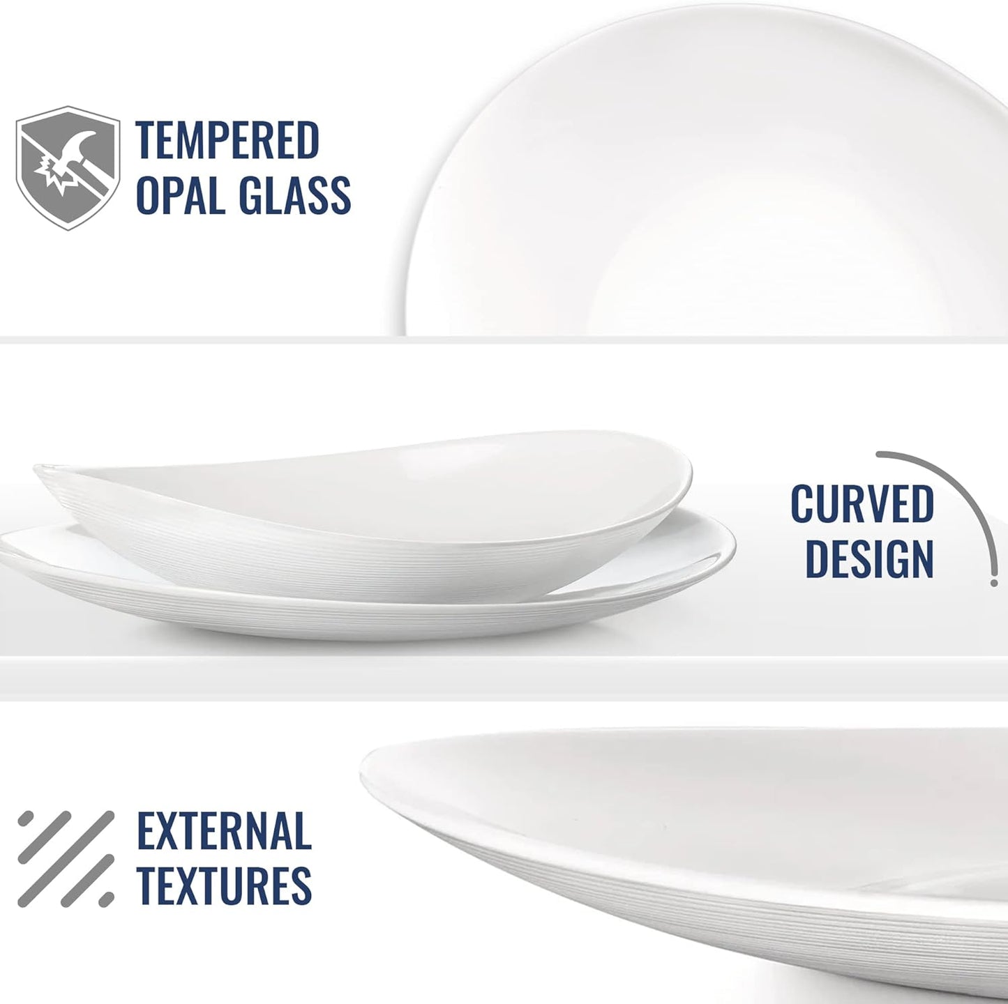 Wavi 18 Piece Opal-Glass Dinner Set