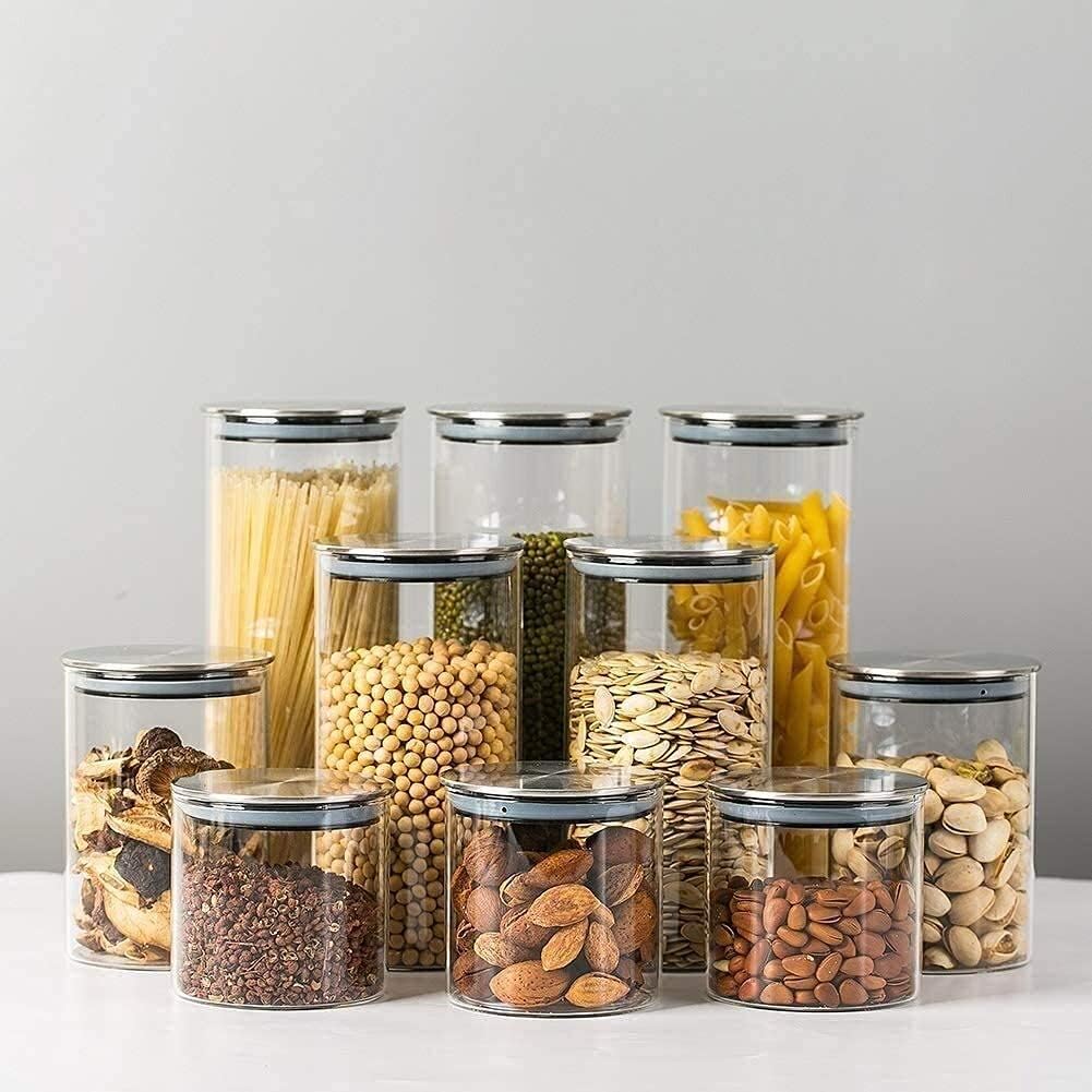 Titin 3 Large Glass Food Storage Jars | Airtight Containers for Kitchen Organization