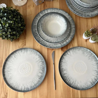 Groove dinner set 24 porcelain plates