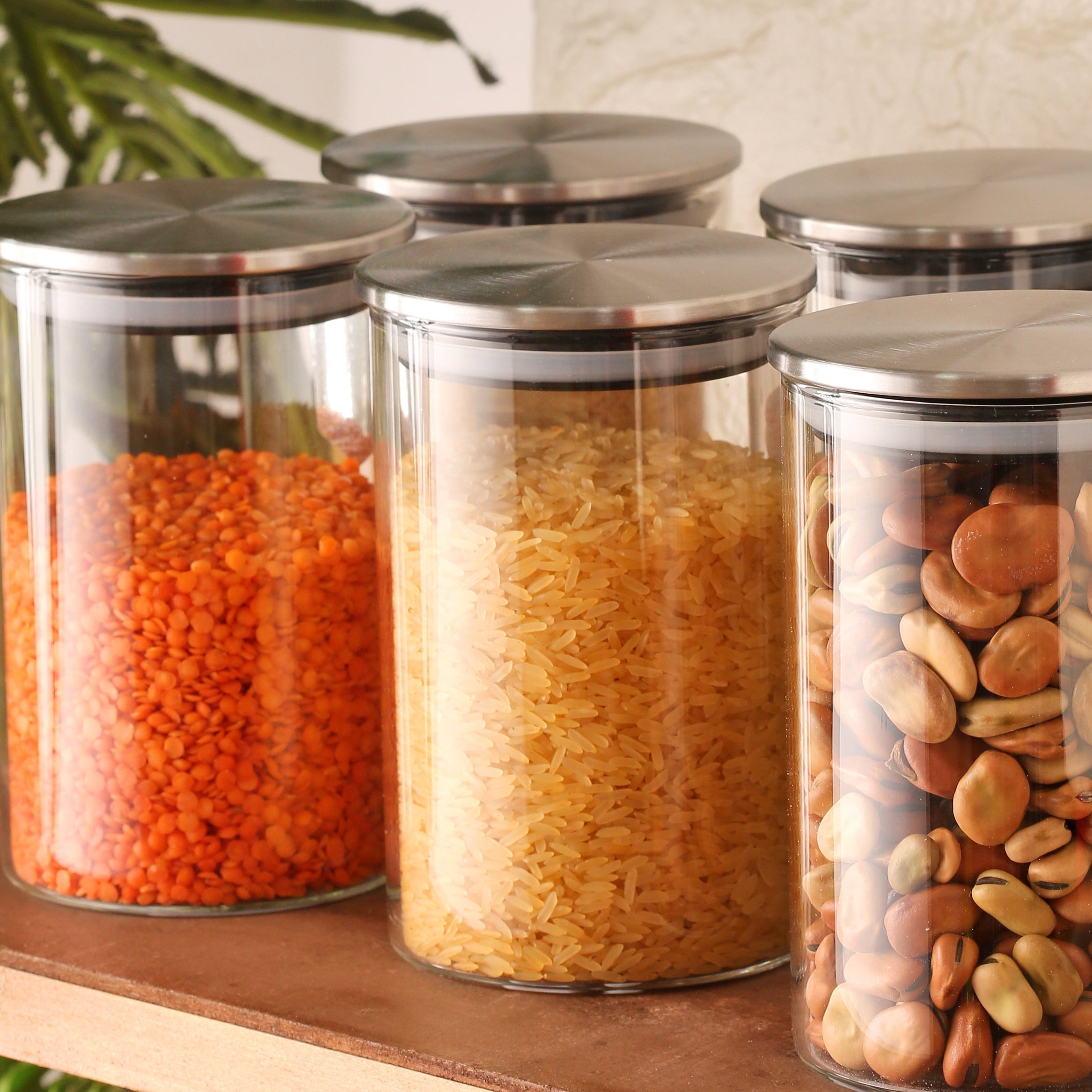 Titin 3-Piece Airtight Glass Food Storage Jars | Containers for Kitchen Organization