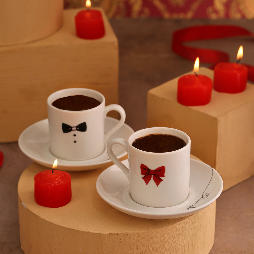 طقم قهوة بورسلان لشخصين | Porcelain Coffee Set for Two, 120 ml Cups