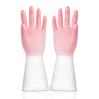 Pair of pink and white gloves on a white background