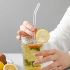 kidsuw 4-Piece Glass Drinking Straws | Reusable Straws with Cleaning Brush for Smoothies & Beverages