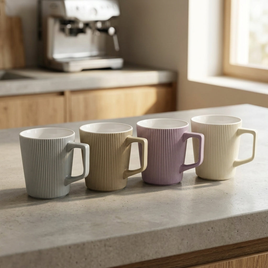 Lina Ribbed Mug Set for 4