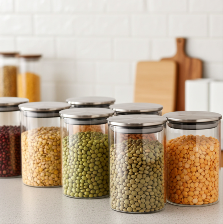 Titin 3-Piece Airtight Glass Food Storage Jars | Containers for Kitchen Organization