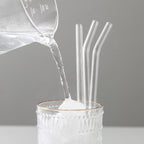 kidsuw 4-Piece Glass Drinking Straws | Reusable Straws with Cleaning Brush for Smoothies & Beverages
