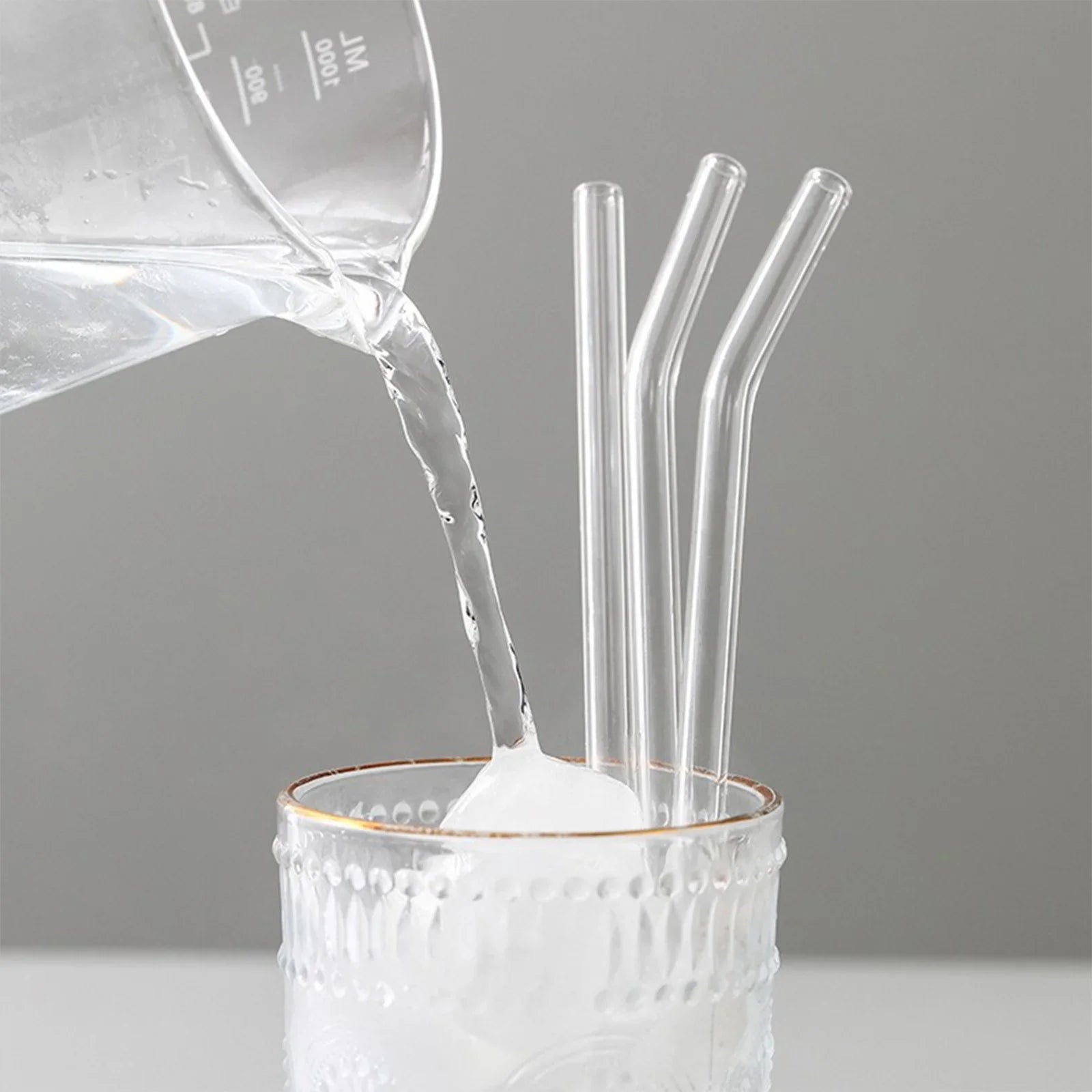 kidsuw 4-Piece Glass Drinking Straws | Reusable Straws with Cleaning Brush for Smoothies & Beverages