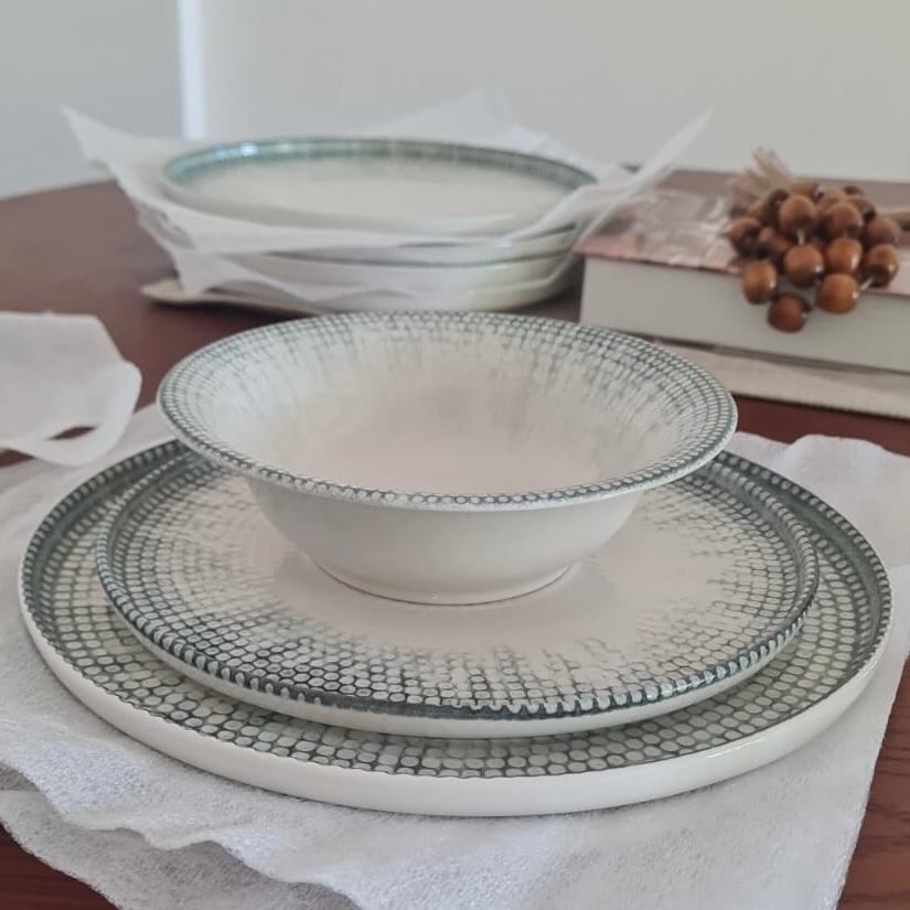 Groove dinner set 24 porcelain plates