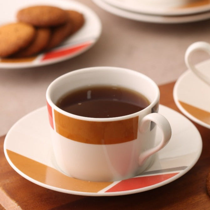طقم أكواب شاي بورسلان لـ6 أفراد | Porcelain Tea Cups and Saucers, 12 Pieces